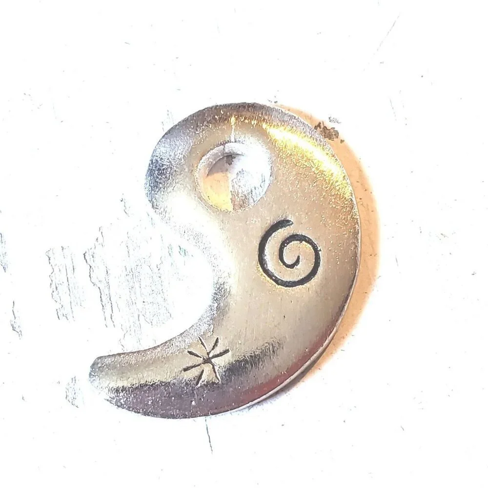 Carved Silver Aluminum Artsy Paisley Punctuation Comma Apostrophe Pendant